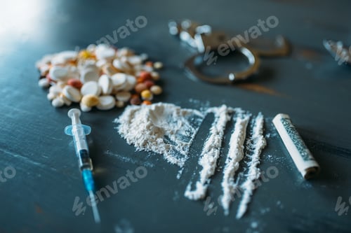 Preview: Junky kit, narcotics concept, addiction problem