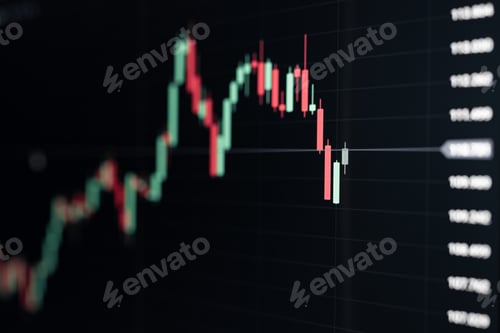 Preview: Stock market graph chart on digital LED display