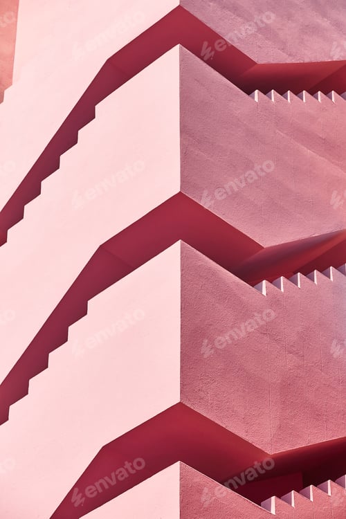 Preview: Geometric detail building design. The red wall, La manzanera. Calpe