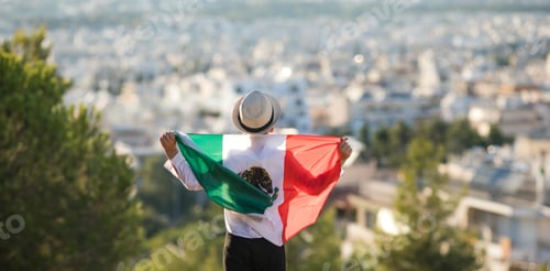 Preview: People holding flag of Mexico. "September 16. Independence Day of Mexico.