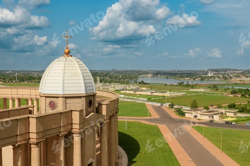 Preview: Basilica of Our Lady of Peace in Yamoussoukro overlooking serene landscapes of Ivory Coast