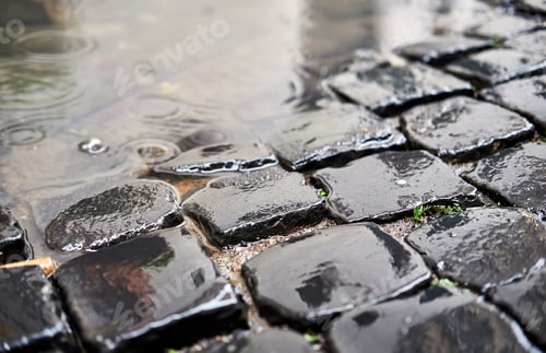 Preview: Cobblestone brick paved street in Rome