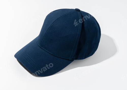 Preview: Navy Blue Baseball Cap Positioned on a White Background