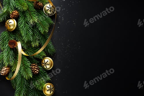 Visualização: Deco de Natal com abeto e enfeites no escuro