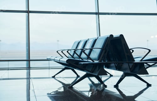 Preview: Interior of modern airport at daytime with no people inside it