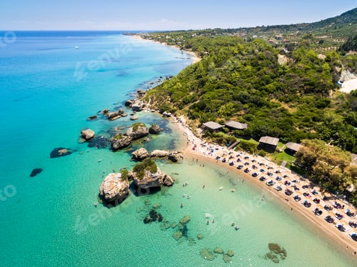 Preview: Aerial view of Porto Zorro Azzurro beach in Zakynthos (Zante)