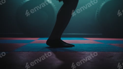 Preview: Legs of male boxer with skipping rope