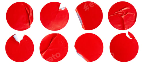 Preview: Red Round Stickers with Torn Edges on White