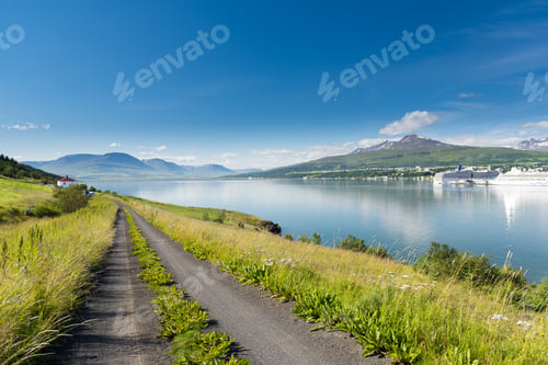 Preview: Beautiful Akureyri city in Iceland in Summer