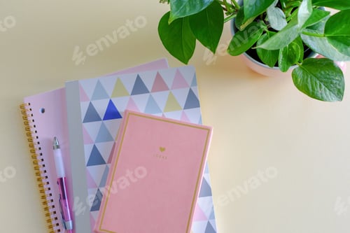Preview: Light and bright pastel work space with clean modern look