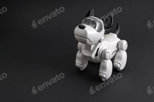 Preview: Robot dog on black background