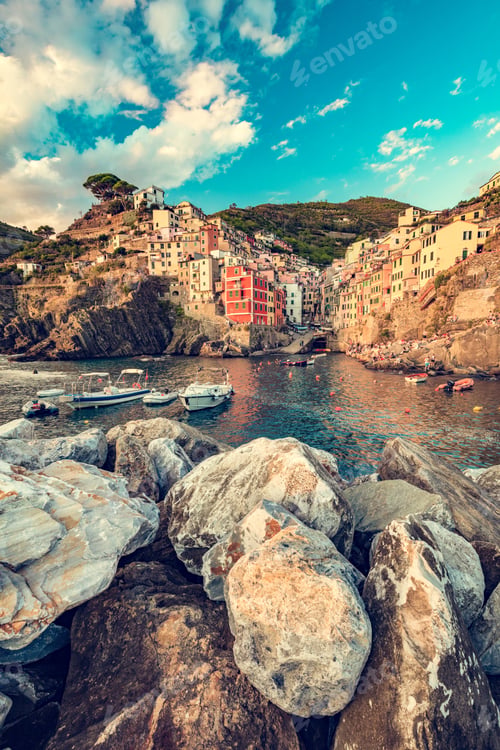 Preview: Riomaggiore in Cinque Terre, Italy at sunset
