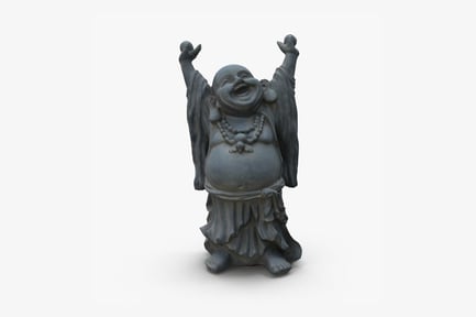 Preview: Laughing Buddha Stone Statue with Raised Hands