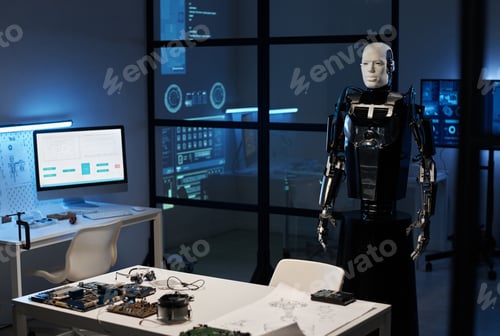 Preview: Robot standing in modern laboratory