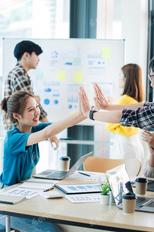 Preview: Excited entrepreneurs are successful and business people achieve goals.