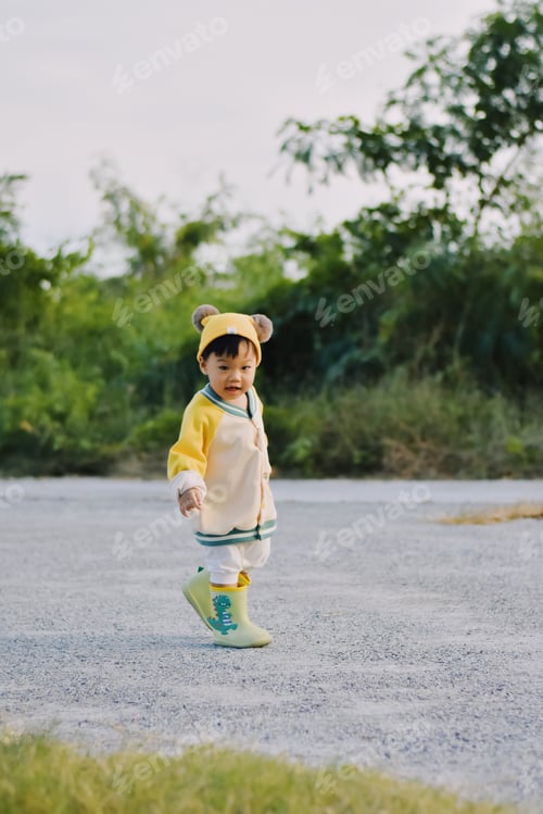Preview: Cute Boy playing in the park, Sweet Little baby boy enjoying