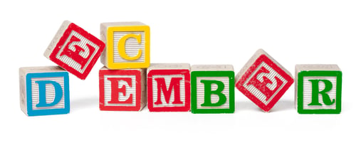 Preview: Colorful alphabet blocks. Word december isolated on white background