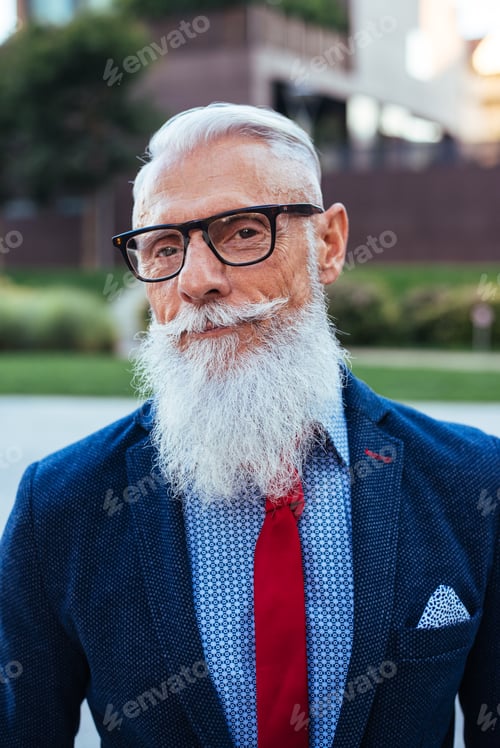 Preview: Senior hipster with stylish beard portraits