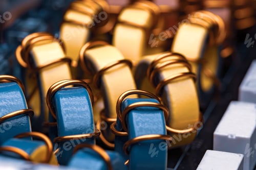 Preview: Close-up of yellow and blue iron powder cores