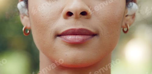 Preview: Breathing, inhale and exhale with woman for peace, calm and meditation and spiritual wellness. Brea