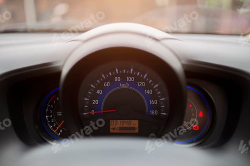 Preview: Console panel of the car and sun rays.soft focus