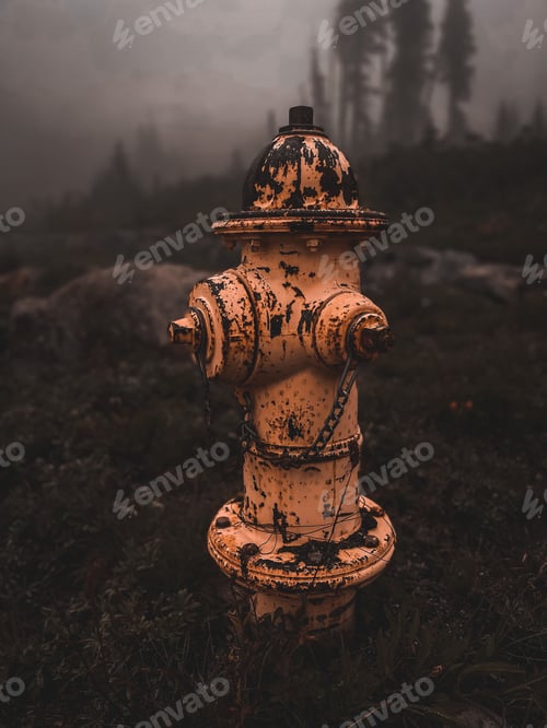 Preview: Vertical shot of a fire hydrant on the blurry background