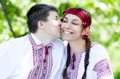 Preview: Slav girl and young cossack at nature.