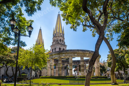 Preview: Rotonda de los Jalisciences Ilustres and Cathedral - Guadalajara, Jalisco, Mexico
