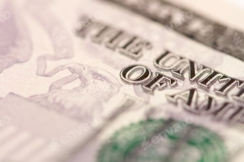 Preview: Abstract Macro of U.S. Five Dollar Bill with Narrow Depth of Field.