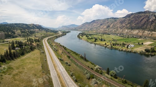 Preview: Aerial view of Trans-Canada Highway near Thompson River