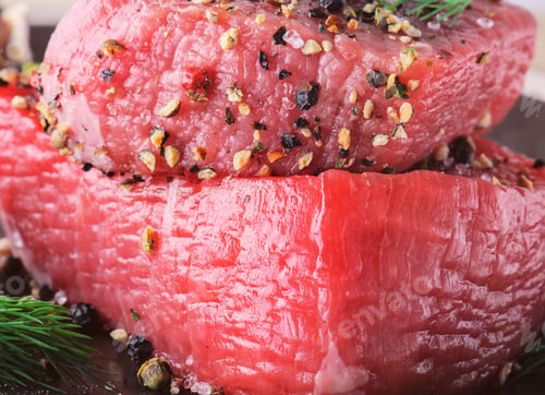 Preview: Raw Beef Steak with Fresh Spices