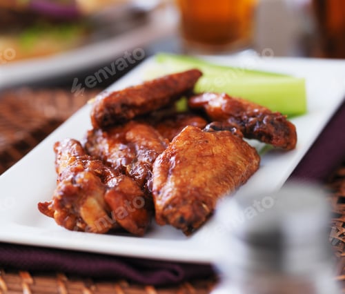 Preview: plate of bbq chicken wings