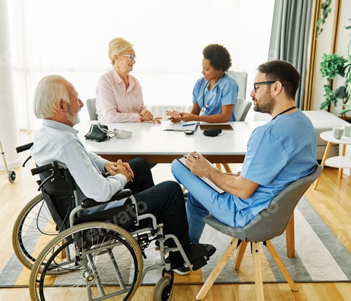 Preview: Senior people and nurse at the nursing home