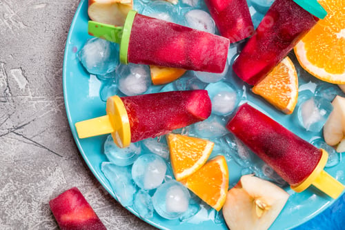 Frozen Treat Popsicles with Fruit and Ice
