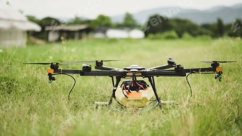 Preview: Drones for spraying agricultural chemicals, modern agriculture, agricultural technology.