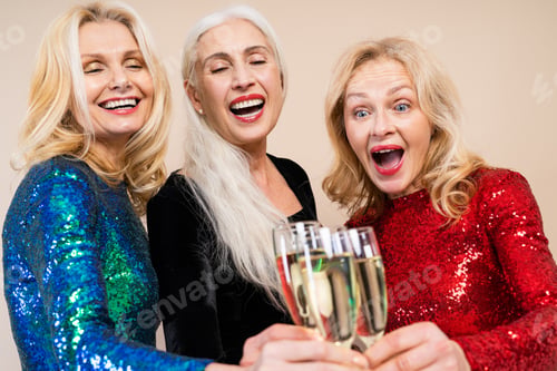 Preview: Happy senior women having party