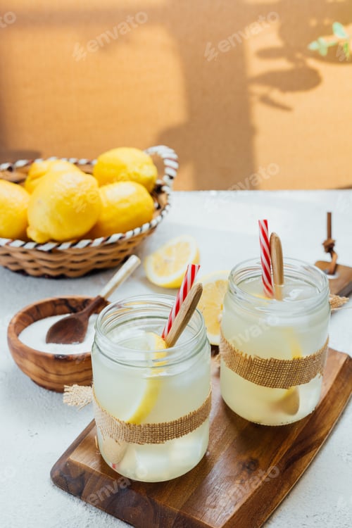 Preview: Homemade lemonade with sugar.