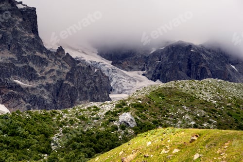 Preview: Rural landscape mountains in background, Caucasus, Svaneti, Georgia