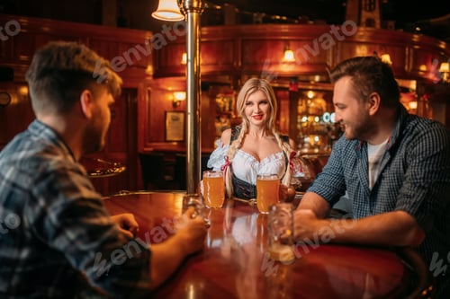 Preview: Surprised drunk man stairs at breasts of waitress
