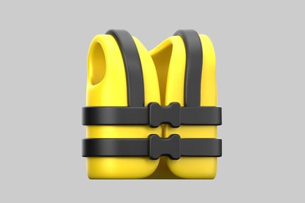 Preview: Yellow life jacket with black straps