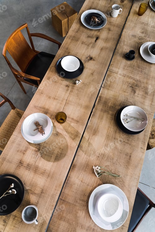 Preview: Creative composition of dining room interior.