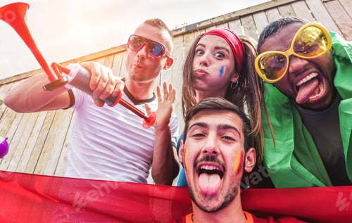 Preview: Happy sport supporters having fun during football world game