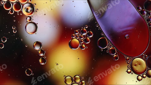 Preview: Abstract Colorful Food Oil Drops Bubbles and spheres Flowing on Water Surface