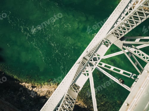 Preview: An endangered California Condor rests on a beam high above a river