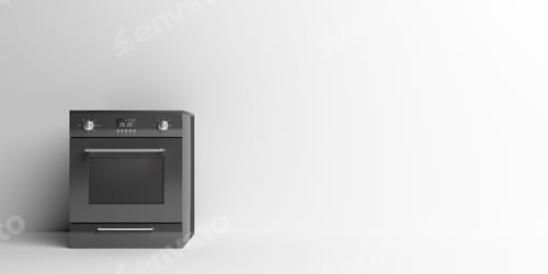 Preview: Electric stove oven home appliance, black color on white. 3d illustration