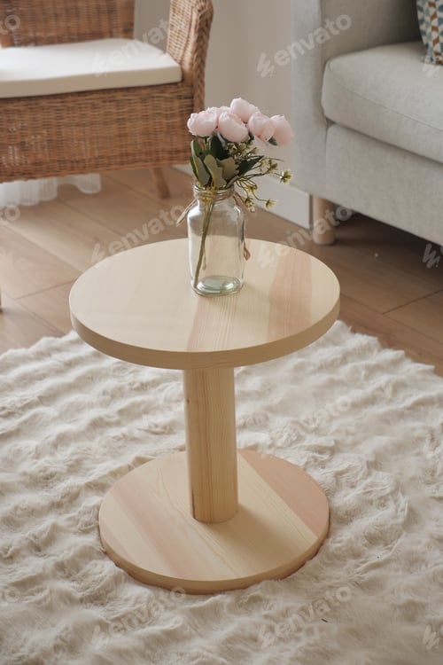 Preview: Floral wooden table in a living room