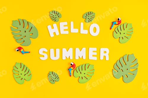 Preview: Hello summer text. Summer vacations and beach holidays in tropical countries