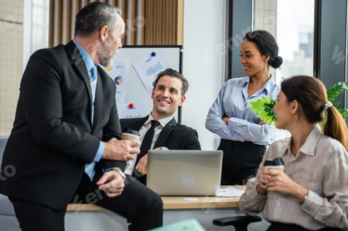 Preview: Group of young businessman and businesswoman people working in office.