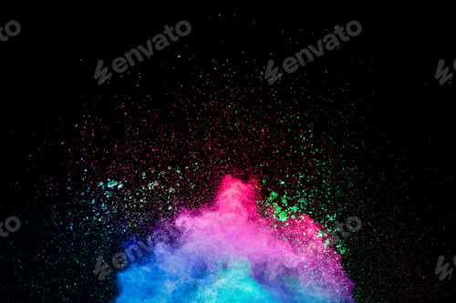 Preview: Colorful powder explosion.Bright pastel color dust particles splash.