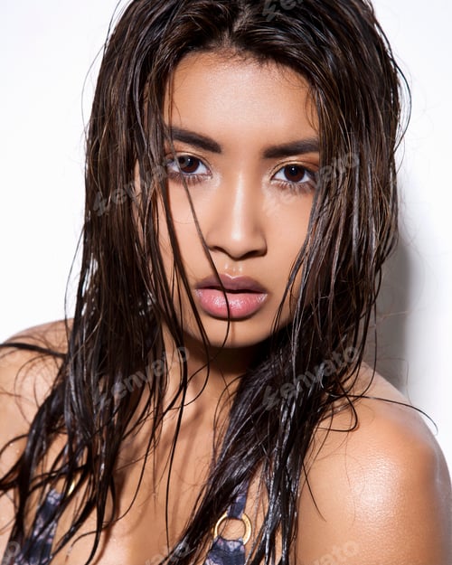 Preview: Portrait of young woman, wearing bikini, head and shoulders